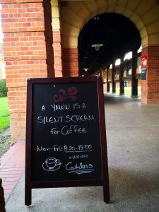A photo of Architecture cafe signage for coffee