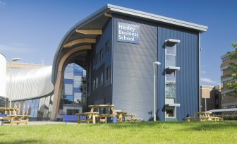 An outside photo of Henley Business School building