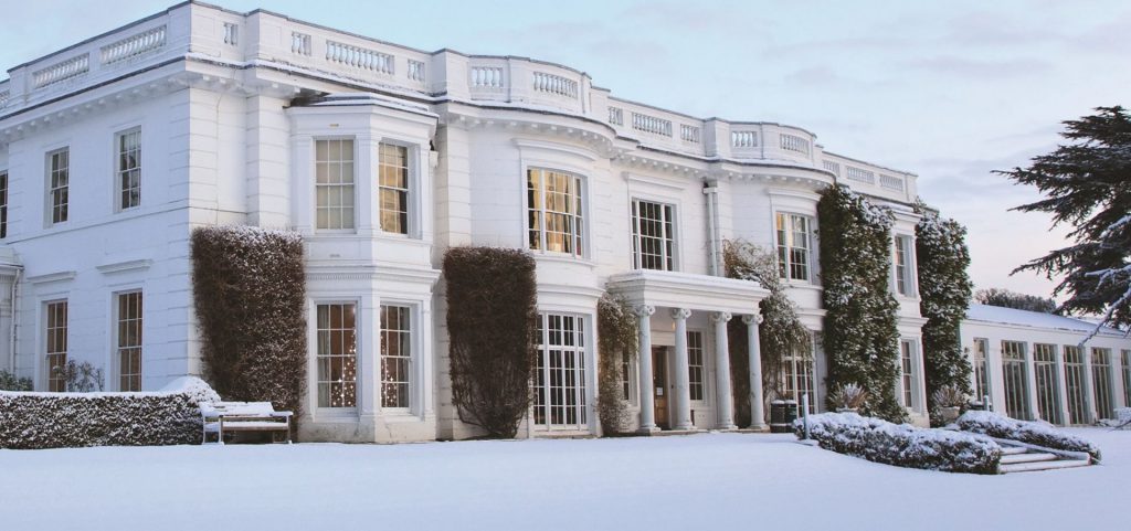 A photo of Henley Business School main house in the snow