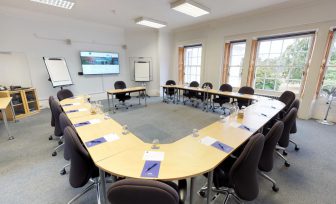 A photo of Henley Greenlands conference room setup