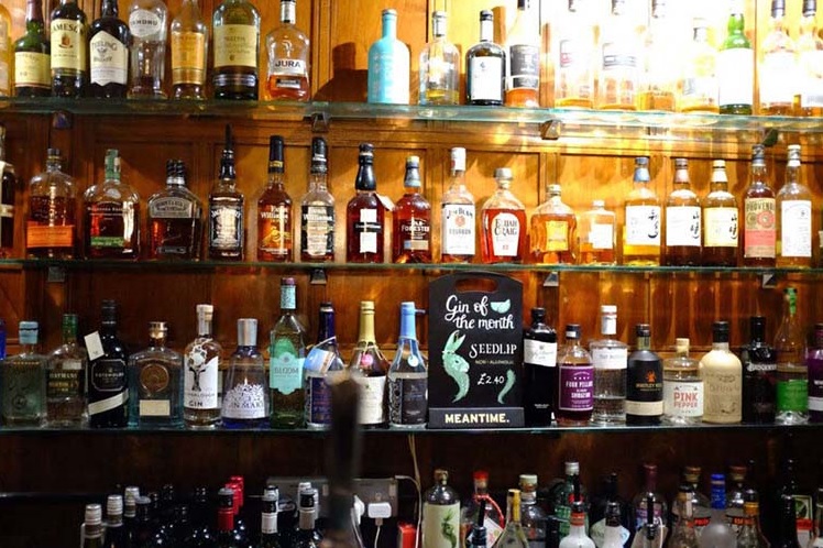 A photo of drinks display in bar for park house